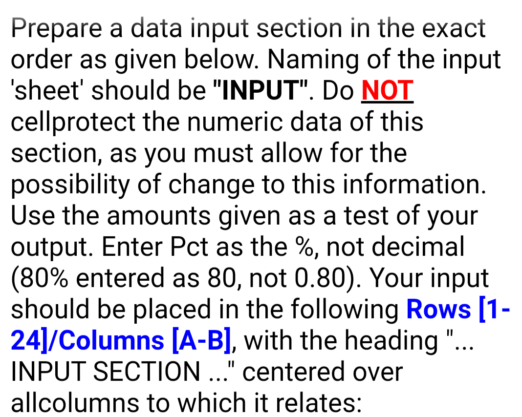 Solved ... INPUT SECTION ... \begin{tabular}{|l|r|} \hline | Chegg.com