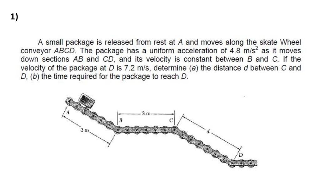 Solved A Small Package Is Released From Rest At A And Moves | Chegg.com