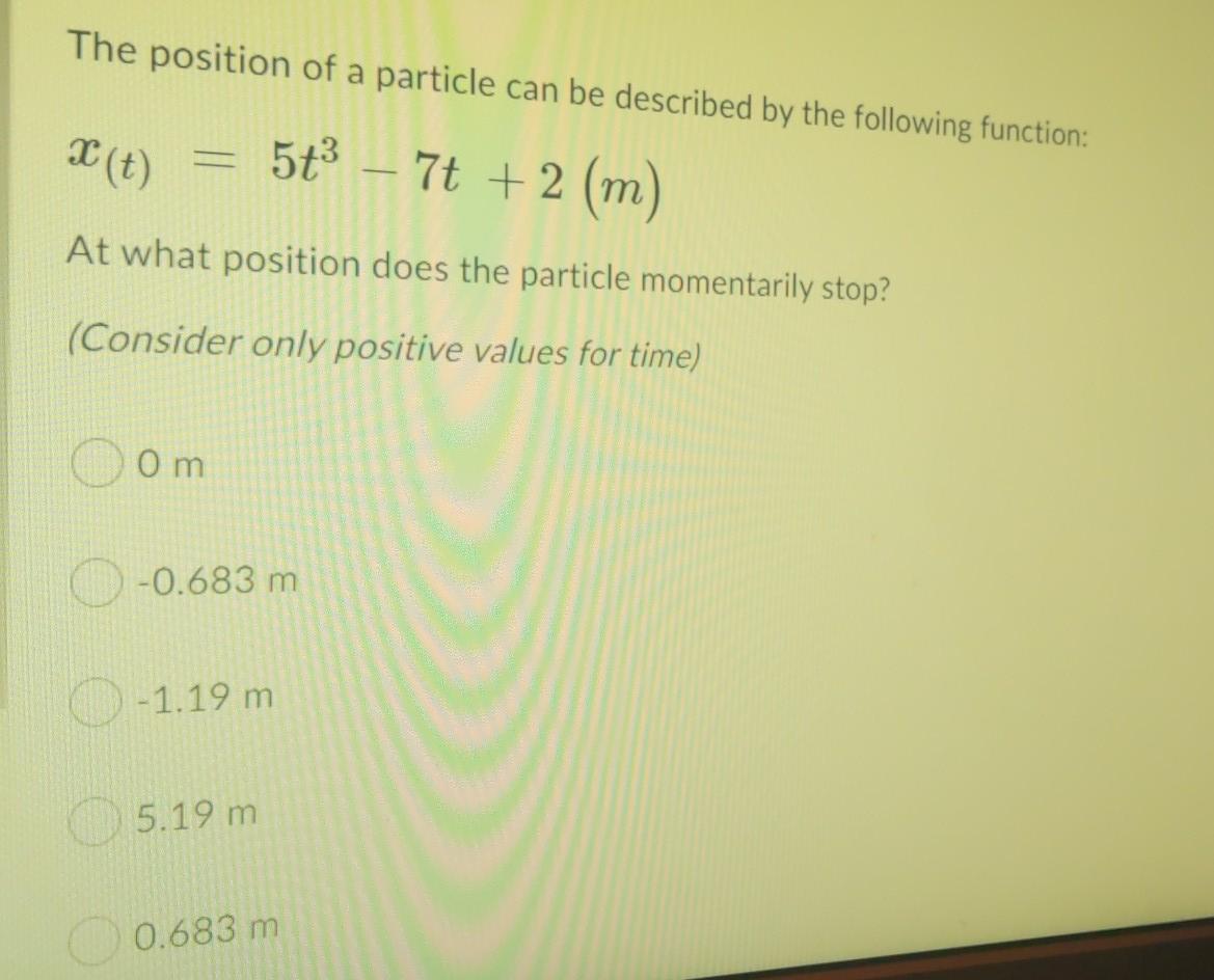 Solved The position of a particle can be described by the | Chegg.com