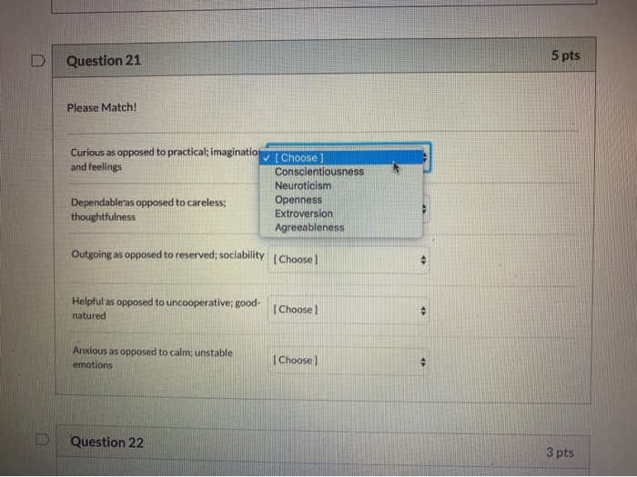 Solved D Question 21 5 Pts Please Match! Curious As Opposed | Chegg.com