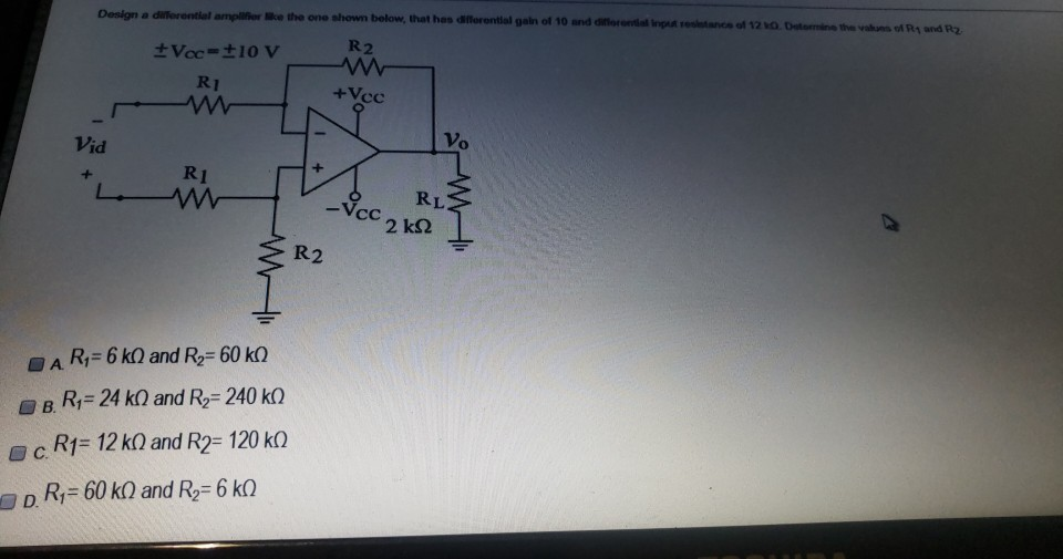 Solved Design a differential amplifier le the one shown | Chegg.com