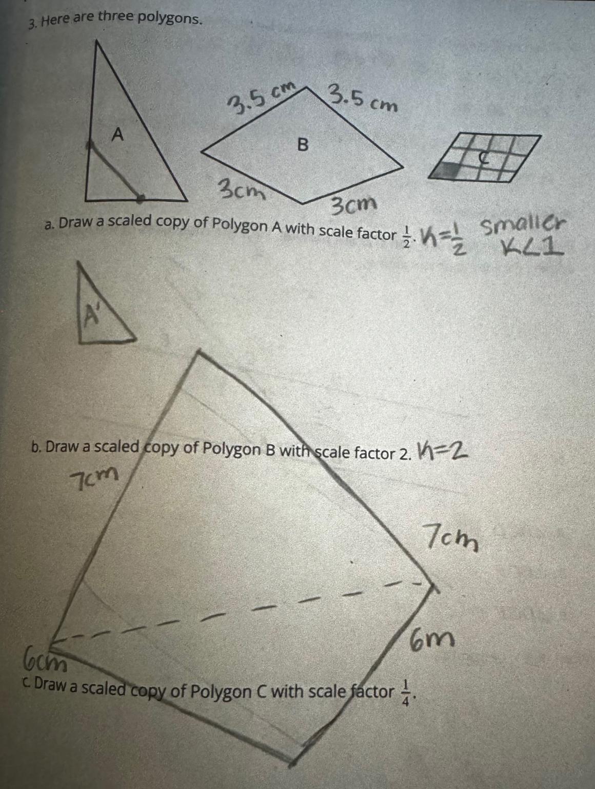 Solved Here are three polygons.a. ﻿Draw a scaled copy of