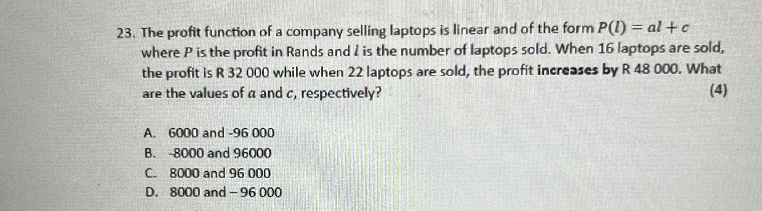 Solved The profit function of a company selling laptops is | Chegg.com