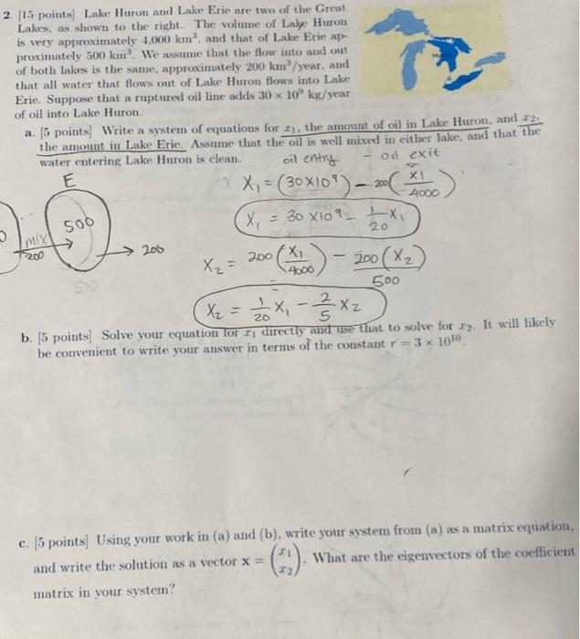 Solved 2. [15 Points] Lake Huron And Lake Erie Are Two Of | Chegg.com