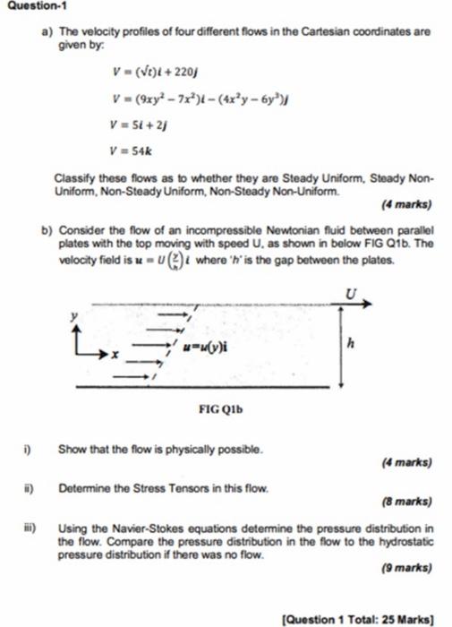 Solved Question-1 A) The Velocity Profiles Of Four Different | Chegg.com