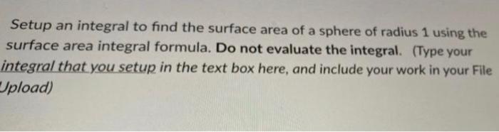 Solved Setup an integral to find the surface area of a | Chegg.com
