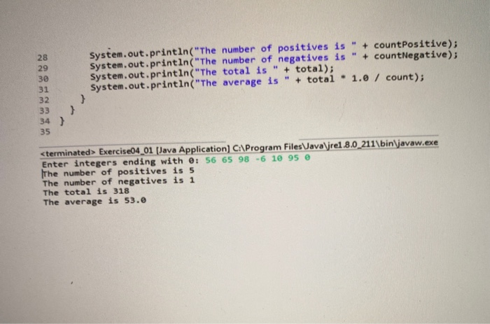 Solved (Count positive and negative numbers and compute the | Chegg.com