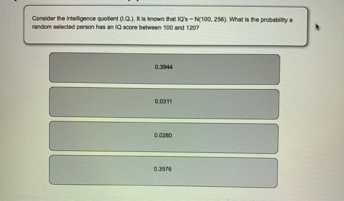 Solved Consider the intelligence quotient (1.Q.). It is | Chegg.com