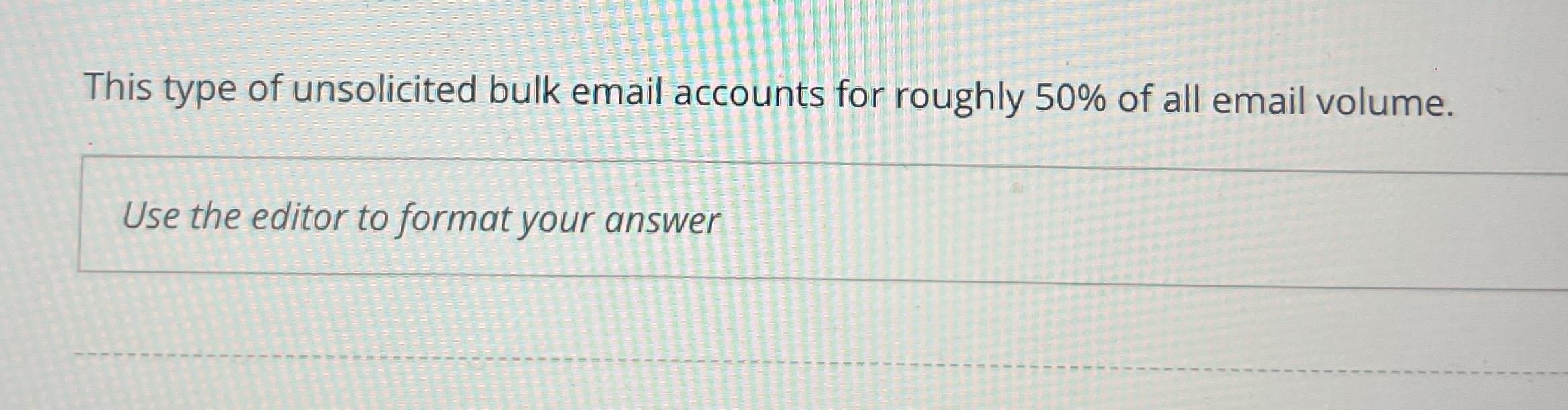 Solved This type of unsolicited bulk email accounts for | Chegg.com