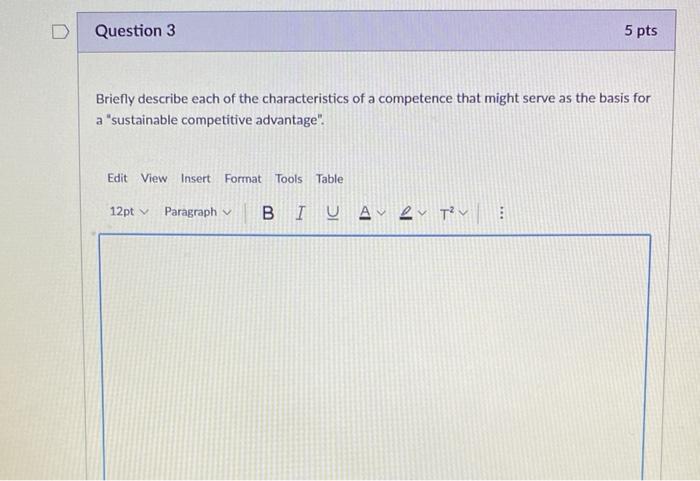Solved D Question 3 5 pts Briefly describe each of the | Chegg.com