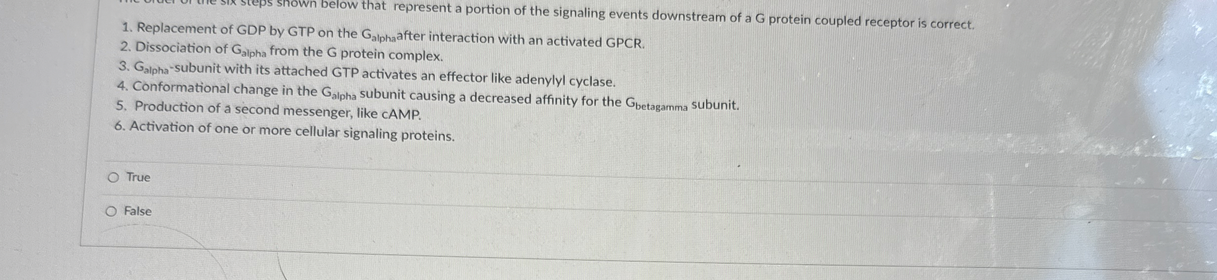 Solved Replacement of GDP by GTP on the Galphafter | Chegg.com