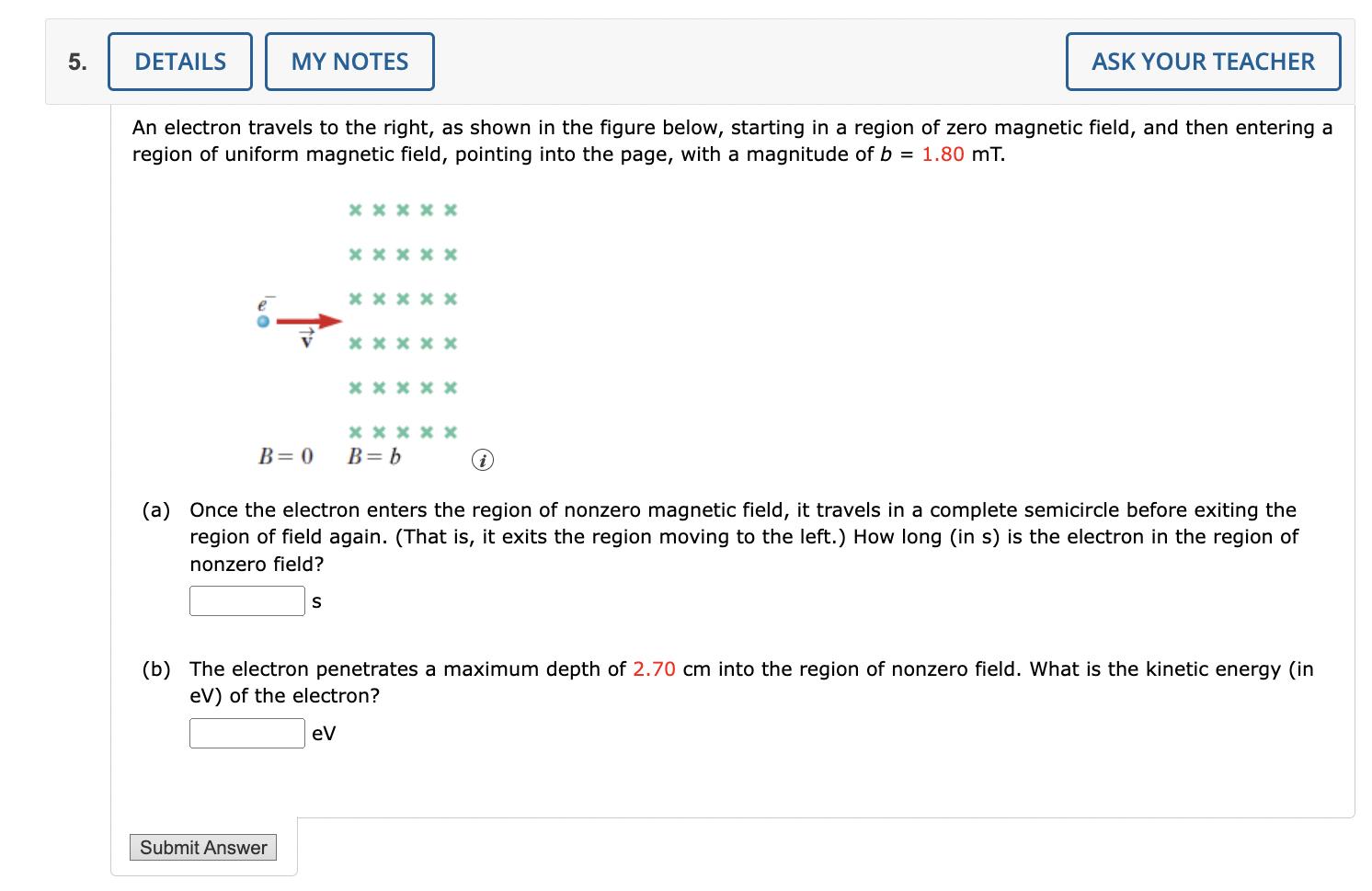 Solved An electron travels to the right, as shown in the | Chegg.com