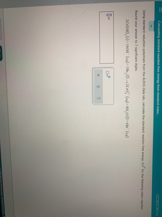 Solved Calculating standard reaction free energy from | Chegg.com