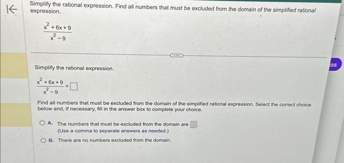 Solved Simplify the rational expression. Find all numbers | Chegg.com