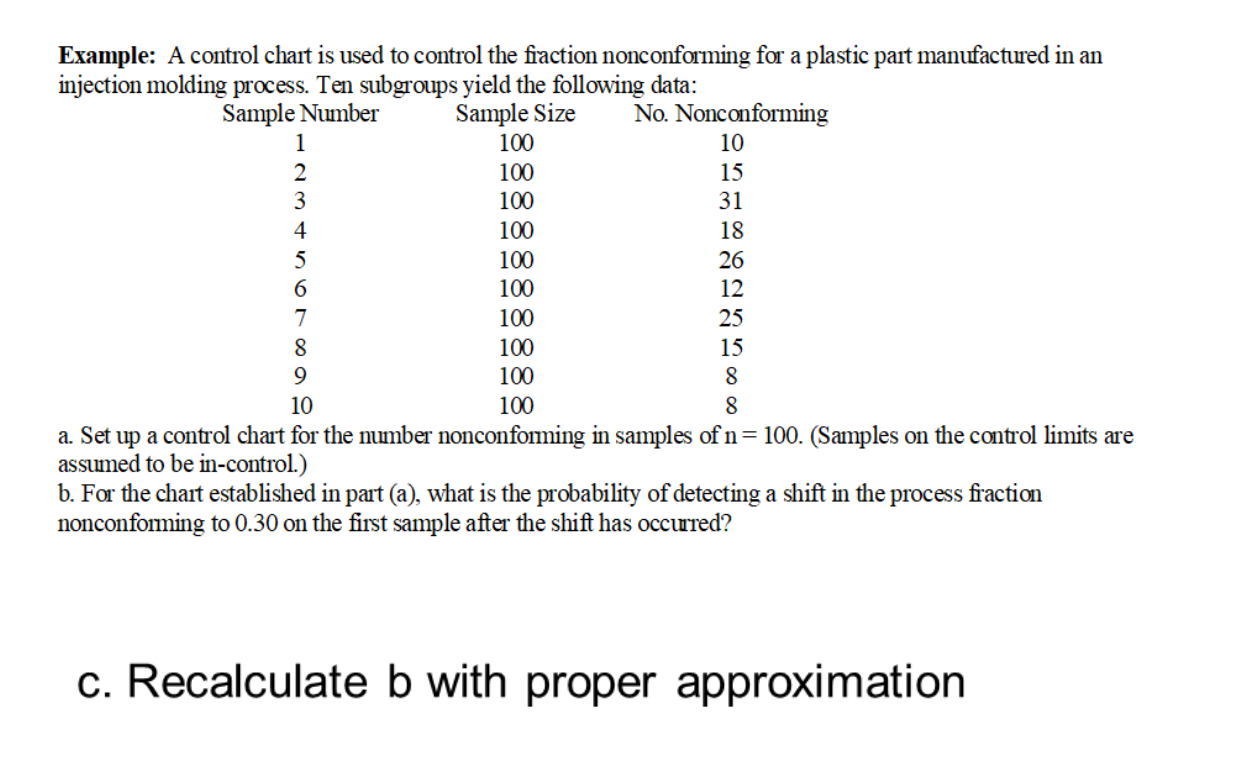 Solved Example: A control chart is used to control the | Chegg.com