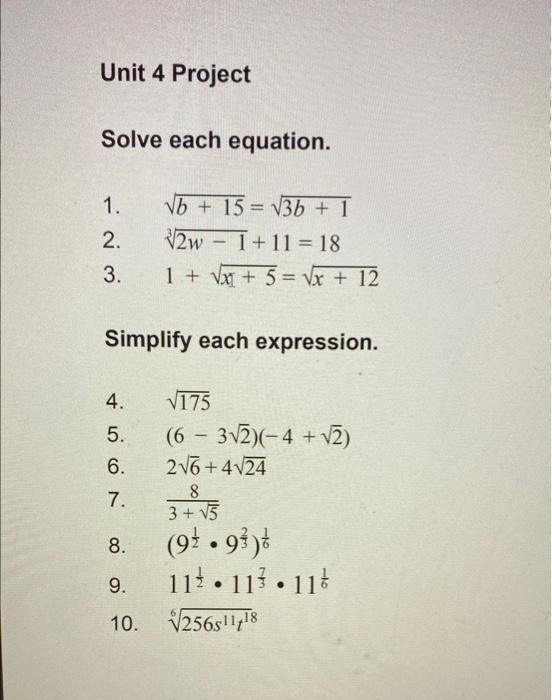 Solved Solve each equation. 1. b+15=3b+1 2. 32w−1+11=18 3. | Chegg.com
