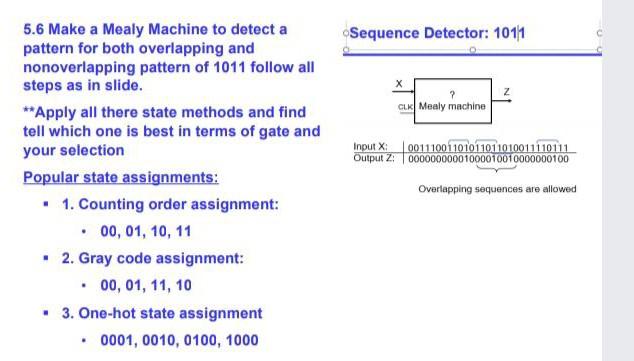 Solved Sequence Detector: 1011 CLK Mealy machine Input : | Chegg.com