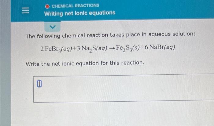 Solved The following chemical reaction takes place in | Chegg.com