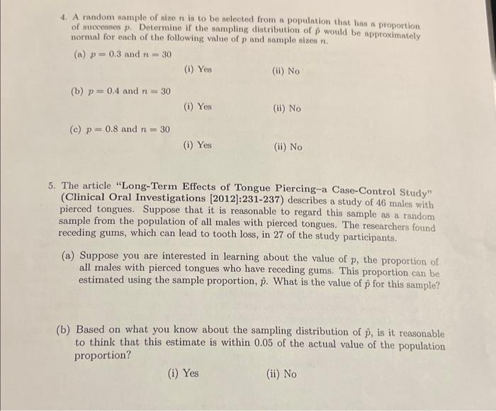 Solved 4. A random sample of size n is to be selected from a | Chegg.com