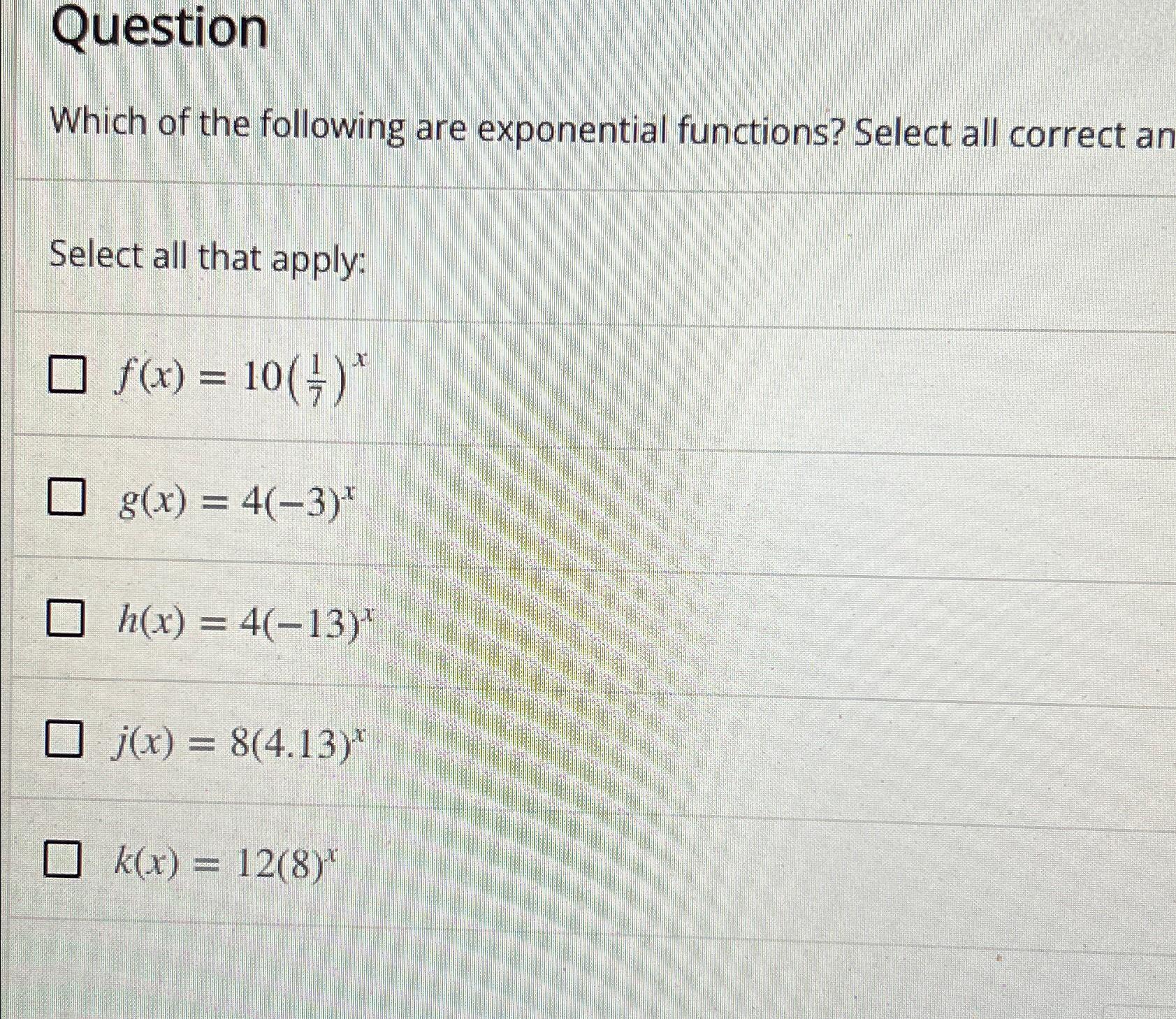 solved-questionwhich-of-the-following-are-exponential-chegg