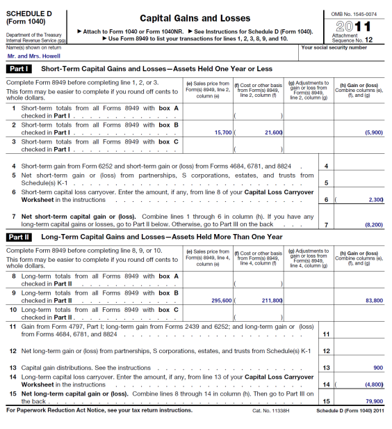 Solved: During 2009, your clients, Mr. and Mrs. Howell, owned t ...