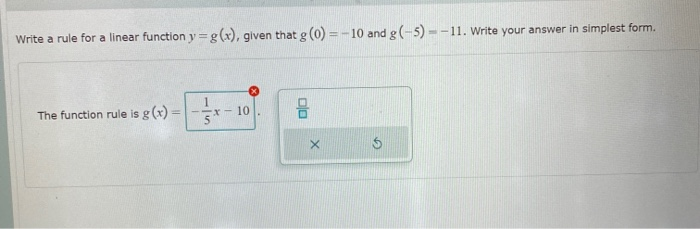 Solved Write a rule for a linear function y =g(x), given | Chegg.com
