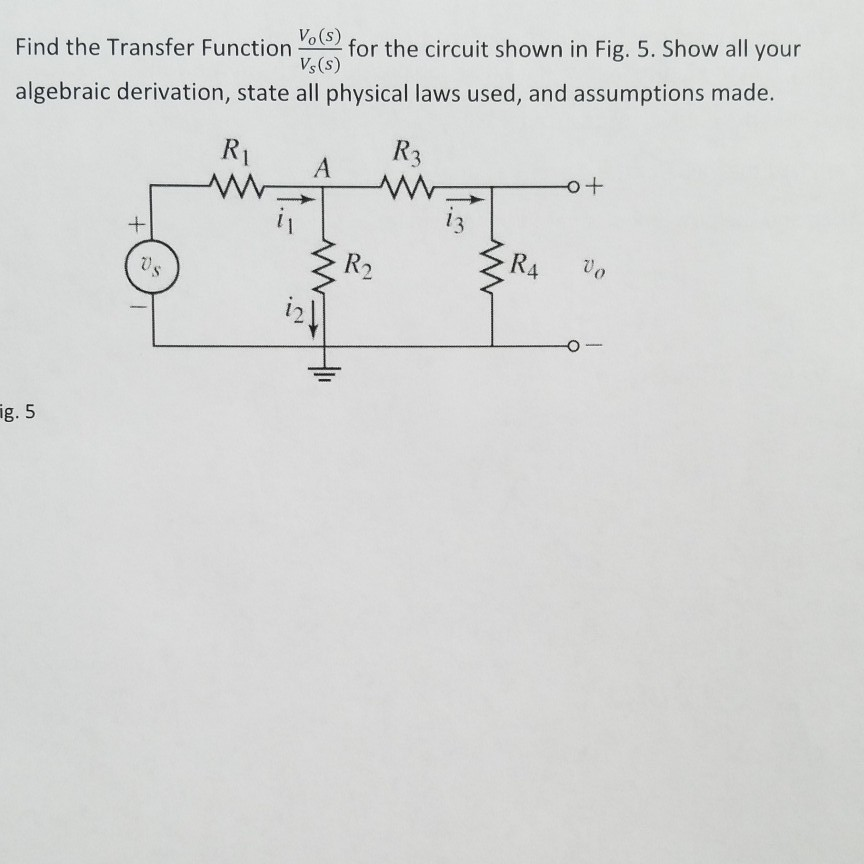 Solved Find the Transfer Functions for the circuit shown in | Chegg.com