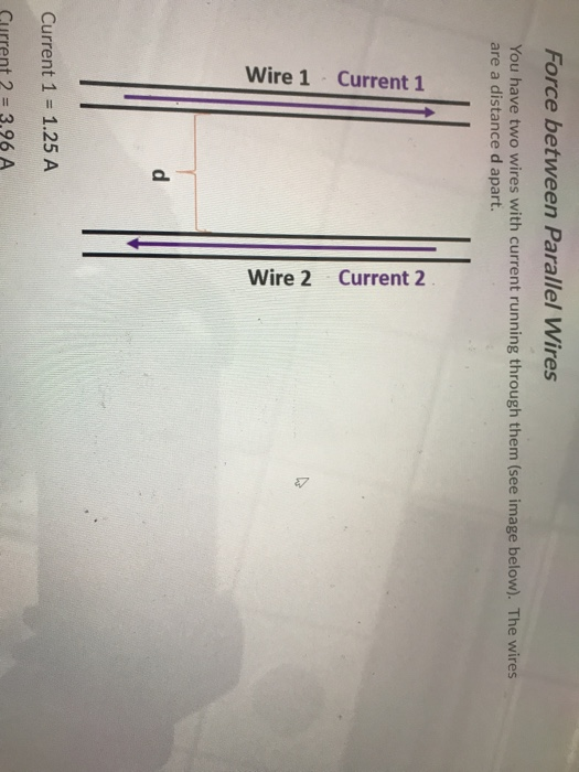 Solved Force between Parallel Wires You have two wires with