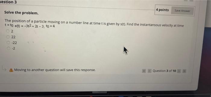 Solved uestion 3 4 points Save Answer Solve the problem. The | Chegg.com