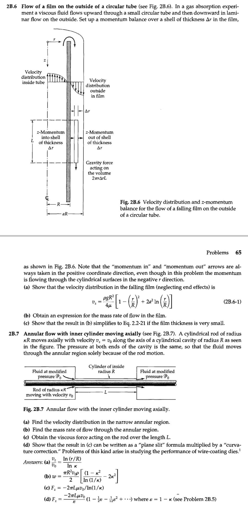 Solved 2B.6 Flow of a film on the outside of a circular tube | Chegg.com