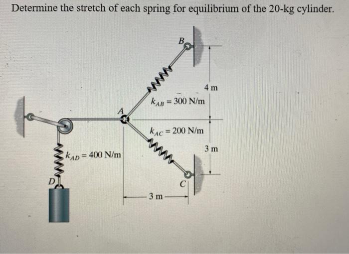 Solved Determine the stretch of each spring for equilibrium