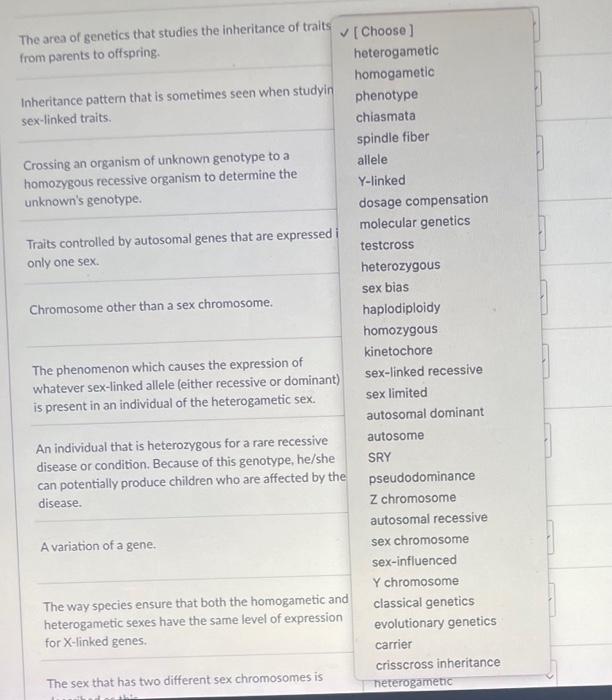 Solved The area of genetics that studies the inheritance of | Chegg.com