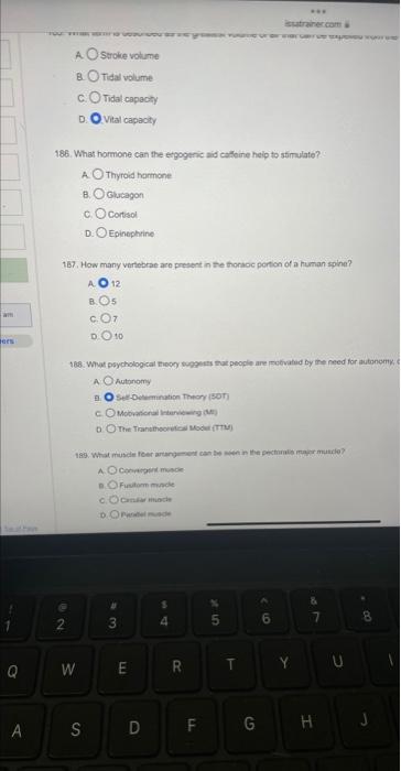 Solved A. Stroive volume B. Tidal volume C. Tidal capacty D 