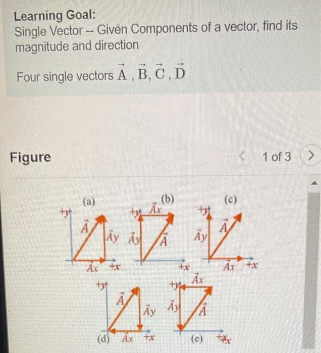 Solved Learning Goal: Single Vector - Given Components of a | Chegg.com