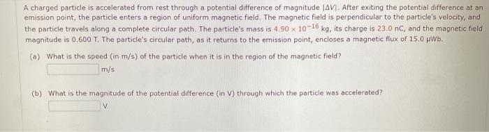 Solved A Charged Particle Is Accelerated From Rest Through A | Chegg.com