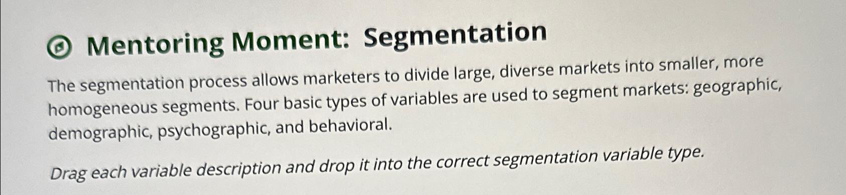 Solved (The Segmentation Process Allows Marketers To Divide | Chegg.com