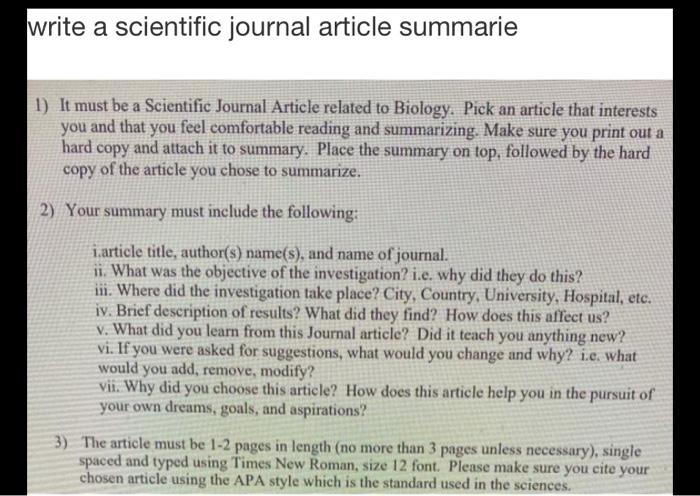 how to summarize a scientific article