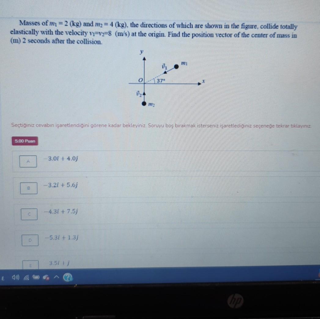 Solved Masses of m = 2 (kg) and m2 = 4 (kg), the directions