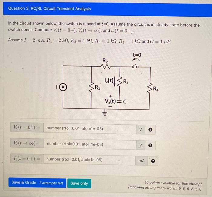 Solved In The Circuit Shown Below The Switch Is Moved At