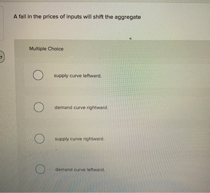 Solved A fall in the prices of inputs will shift the