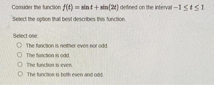 Solved Consider the function f(t) = sint + sin(2t) defined | Chegg.com