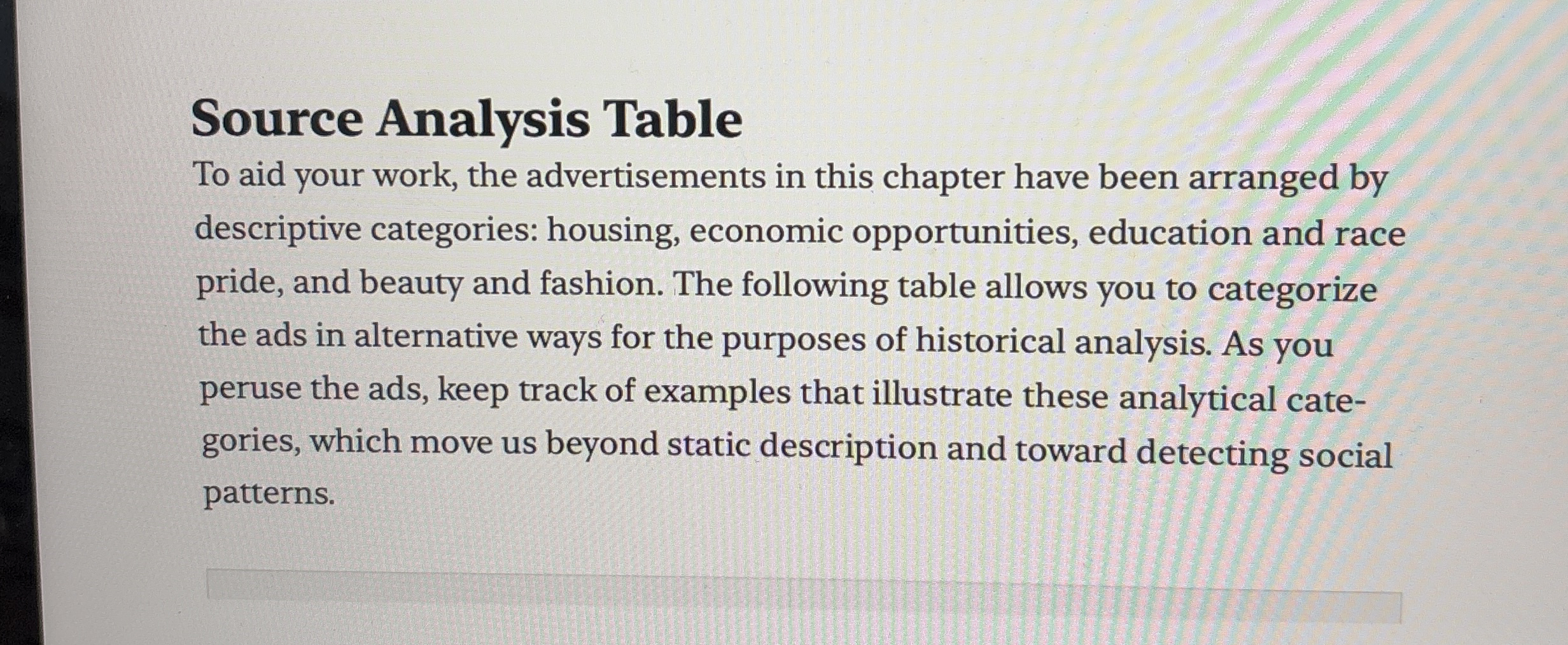 Solved Source Analysis TableTo aid your work, the | Chegg.com