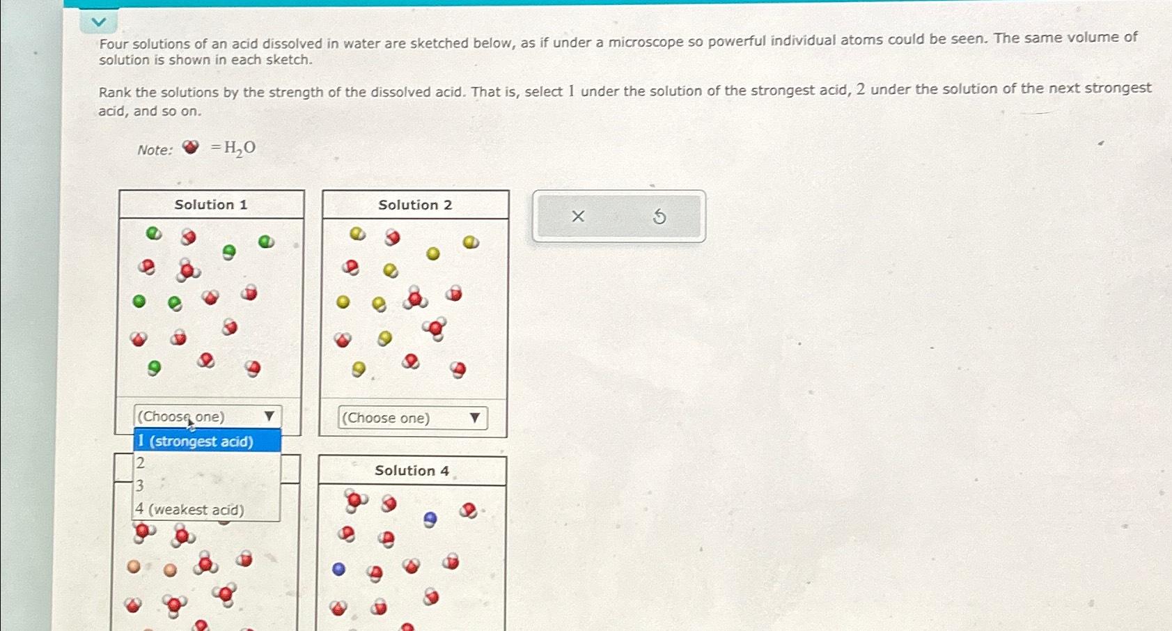 Solved Four solutions of an acid dissolved in water are | Chegg.com