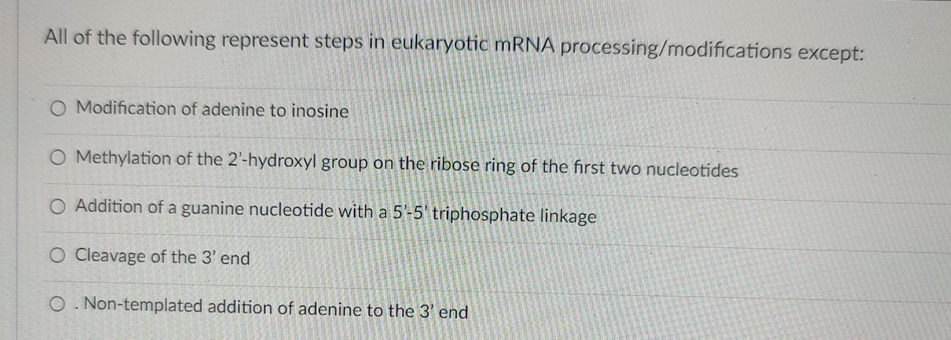 Solved All of the following represent steps in eukaryotic | Chegg.com