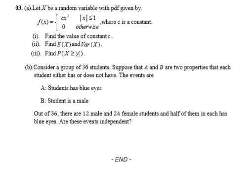 Solved 03. (a). Let X be a random variable with pdf given by | Chegg.com
