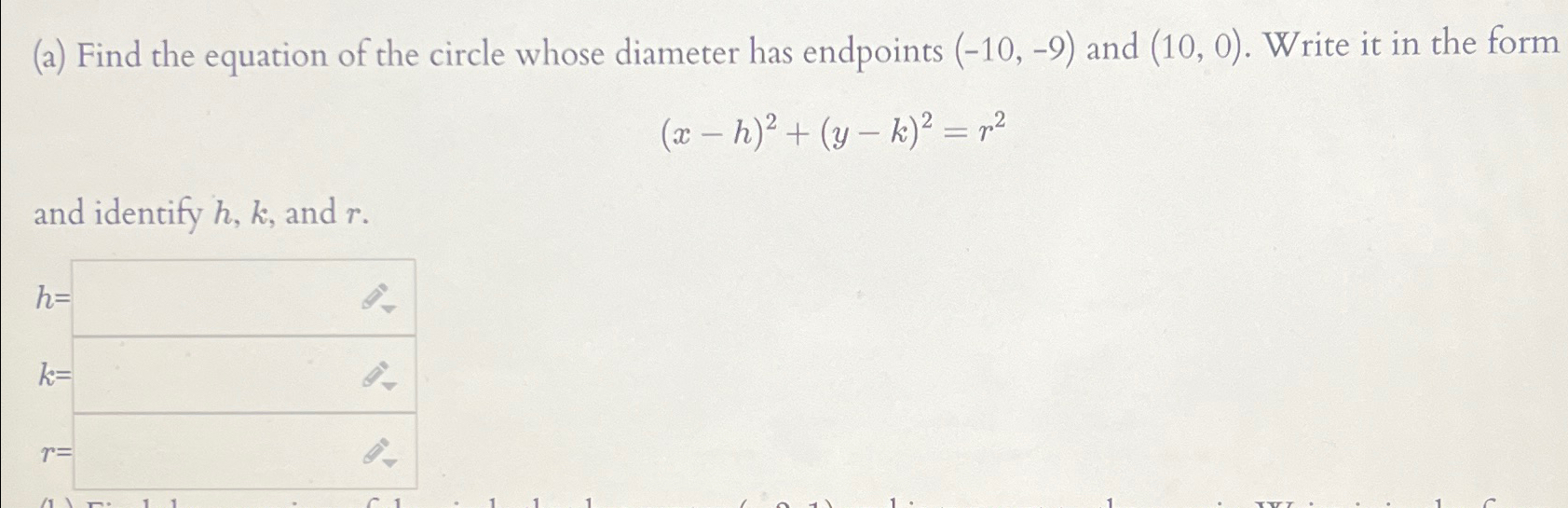 Solved (a) ﻿Find the equation of the circle whose diameter | Chegg.com