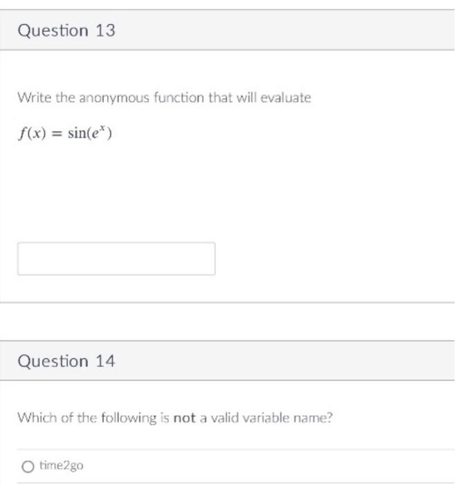 Solved Question 13 Write the anonymous function that will | Chegg.com