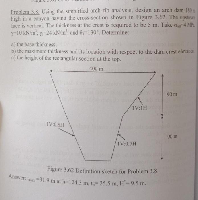 Solved Problem 3.8: Using the simplified arch-rib analysis, | Chegg.com