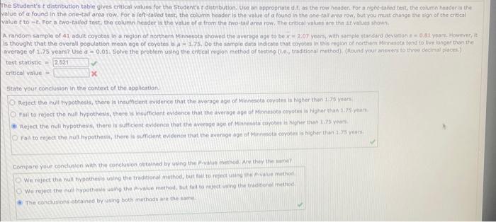 Solved The Student's t distribution table glves critical | Chegg.com