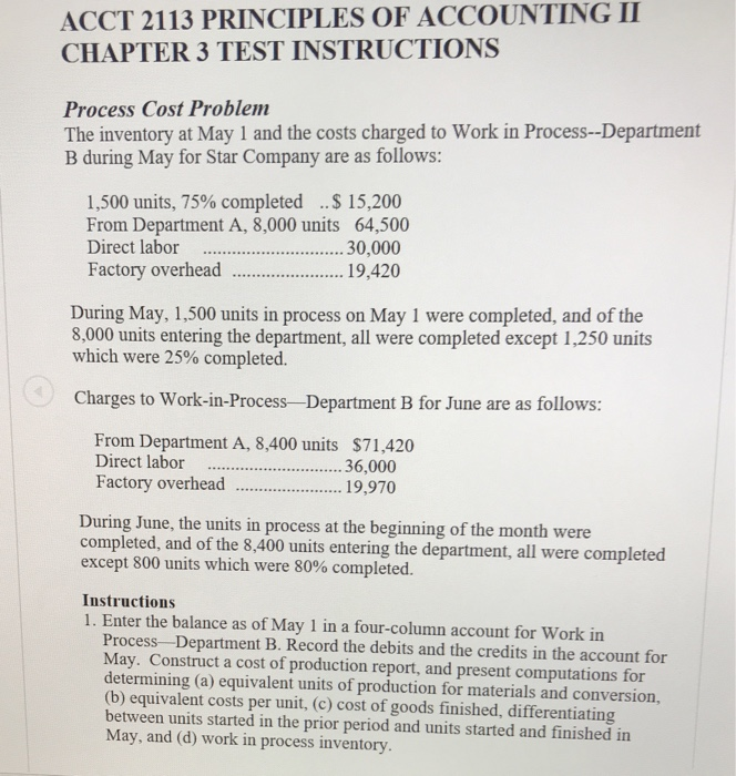 Solved ACCT 2113 PRINCIPLES OF ACCOUNTING II CHAPTER 3 TEST | Chegg.com